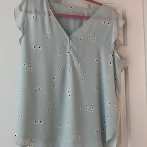 Loft large floral flutter sleeve blouse